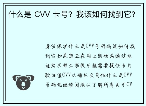 什么是 CVV 卡号？我该如何找到它？